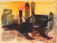 Violetter Fisch vor New York